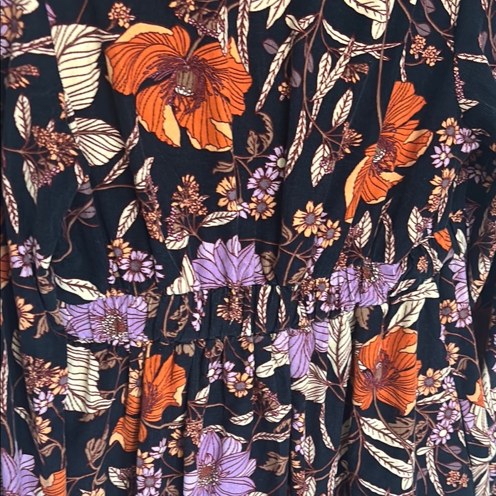 Pilcro Ruffled Orange and Purple 3/4 Sleeve Blouse - Picture 7 of 7
